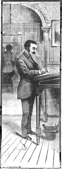 Man Standing at Writing Desk