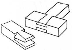 Fig. 47.—Bevelled Dovetailed
    Half Lap.