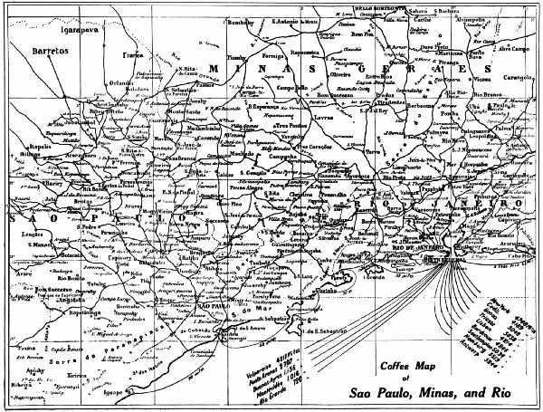 Coffee Map of São Paulo, Minãs, and Rio