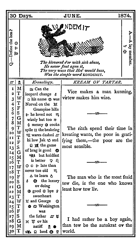 almanac June 1874