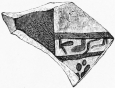 No. 203. Fragment of a Terra-cotta Vase, with Egyptian
hieroglyphics, from the bottom of the Greek Stratum (2 M.).