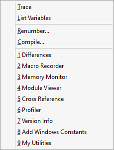 Utilities menu